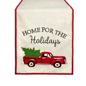 Christmas Red Farm Truck Table Runner 72x13 Embellished Home for the Holidays